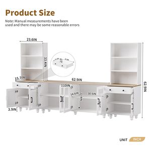 Supporto TV bianco fattoria alla moda gambe in legno massello a forma di zucca 70 \ "centro intrattenimento vetro temperato porte Console multimediale - Product Image 3