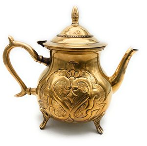 Direct Factory Supply Unique Stylish Designer Engraved Prime Quality Brass Gold Plated Tea Pot With <b>Handle</b> And Top Lid Supplies - Product Image 3