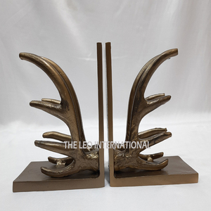 Organizador de Escritorio Metálico, Sujetalibros de Aluminio con Forma de Asta de Ciervo, Acabado Antiguo en Latón - Product Image 1