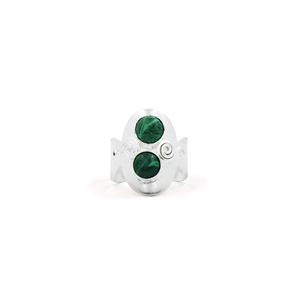 Natural Malachite Double Stone <b>Ring</b> 6mm Round Cabochon Gemstone Adjustable Brass <b>Statement</b> <b>Ring</b> Wholesale Handmade Jewelry - Product Image 2