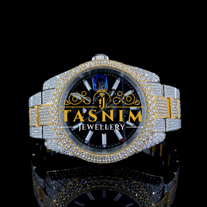 Reloj Deportivo de Moda Hip Hop con Cristales de Moissanita de Calidad VVS, Función de Fecha, en Oro Blanco/Plata, con Cristales Mixtos de Acero Inoxidable - Product Image 1
