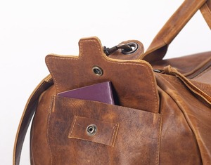 Sac de voyage en cuir véritable pour homme, style vintage, sac de week-end, grande capacité, bagage à main, poche pour chaussures, portable - Product Image 3