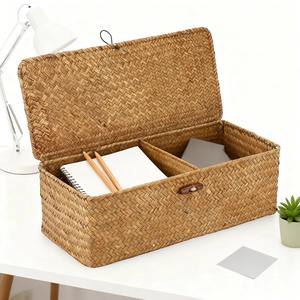 Cesta rectangular compartimentada de algas marinas, cesta de almacenamiento hecha a mano, venta al por mayor, ecológica, hecha en Vietnam - Product Image 3