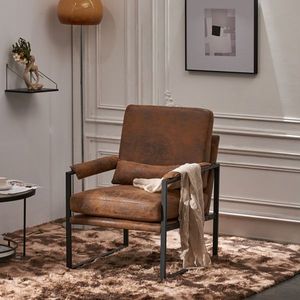 Sedia a dondolo singola in ferro stile Mid-Century con tessuto arancione bronzato, sedia da interno per il tempo libero, ideale per soggiorno e centri commerciali - Product Image 4
