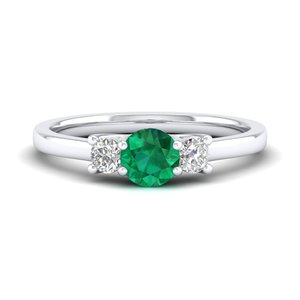 REYES Wholesale Price 925 Sterling <b>Silver</b> Round Brilliant Cut 0.5 Carat <b>Emerald</b> Gemstone and Moissanite <b>Rings</b> For Women - Product Image 1