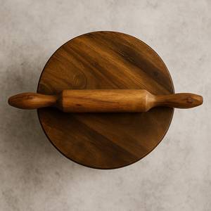 Premium Acacia Wooden Chakla Belan Set Handcrafted Roti <b>Rolling</b> Board <b>Pin</b> Eco-Friendly Floral Pattern buraq handicraft - Product Image 5