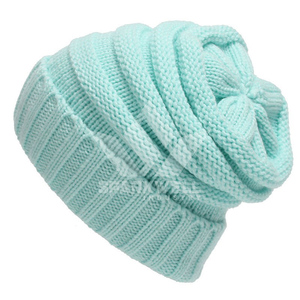 Pink Hand Knitted <b>Beanie</b> <b>Hat</b> Solid Color Warm <b>Slouchy</b> Style for Adults Unisex Casual Winter Wear 56-58CM - Product Image 2