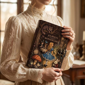 Diario de cuero Alicia en el País de las Maravillas, cuaderno de aventuras de fantasía hecho a mano, diario de cuentos de hadas personalizado, 200 páginas - Product Image 4