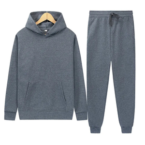 Survêtements Homme Personnalisés de Haute Qualité 100% Coton Épais Manches Longues Couleur Unie Épaules Tombantes Tenue Décontractée Survêtements à Capuche - Product Image 4