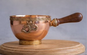 Bol de service artisanal en cuivre pur avec poignée en bois, bol ayurvédique traditionnel en cuivre, bol à soupe en cuivre de qualité supérieure, décoratif - Product Image 3