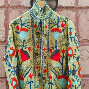 Chaqueta Casual para Mujer, Chaqueta Tipo Sarong con Bordado Floral, Forro Interior de Algodón, Abrigo Unisex de Invierno, Regalo Especial para Mujer - Product Image 1