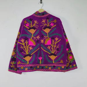 Cotton Quilted <b>Kantha</b> Sanganeri Jaipuri Women's Eco-Friendly Breathable Anti-Wrinkle Quick-Dry Autumn Winter <b>Jacket</b> Regular - Product Image 1