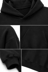 Sweat-shirt à capuche en molleton épais pour homme, coupe ample, manches classiques, couleur unie, design décontracté avec poche, vêtement d'hiver, écologique - Product Image 5