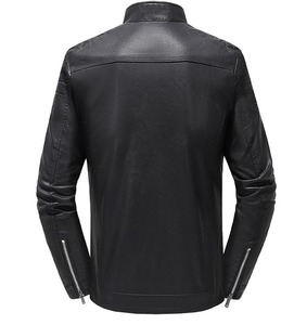Chaqueta de Cuero Personalizada para Hombre, Estilo Motociclista, Ajustada, con Cuello Alto, Talla Grande, Chaqueta de Cuero PU para Hombre - Product Image 2