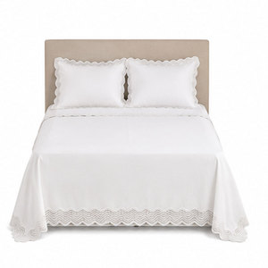 Soft Plain <b>White</b> Bed Sheet Durable Everyday Bedding Set With Smooth Finish For Hotels Resorts And Family Bedrooms - Product Image 1
