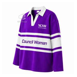 Camiseta de Rugby de la Hermandad NCNW para Mujer, con Cuello, Paneles de Color en Bloques, Polo Universitario de Rugby, Top Deportivo con Letras Griegas Bordadas - Product Image 2