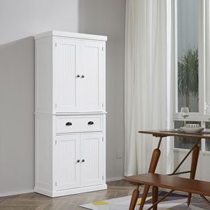 72-Inch White Freestanding <b>Pantry</b> Cabinet <b>Kitchen</b> Storage with 4 Adjustable Doors Drawer and Shelves - Product Image 2