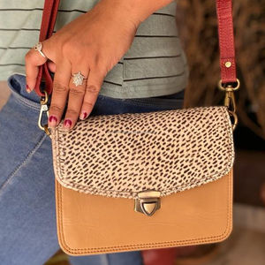 Sac en cuir véritable pour femmes Style Hair-On-Style Multi Print Single Handle Nylon Lining Candy Pattern Sling Bag Lock Closure - Product Image 4