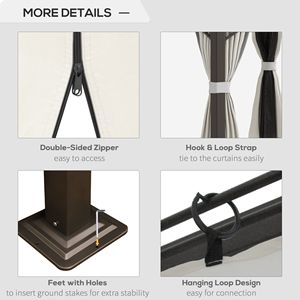 Gazebo da Esterno 3x3m con Tetto a Doppio Livello, Struttura in Alluminio, Tende e Zanzariere per Villa, Cortile, Giardino, Prato - Product Image 5