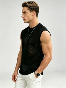 Prêt à expédier – Gilet d'entraînement pour homme en polyester, uni, délavé, écologique, séchage rapide, pour équipe sportive - Product Image 2