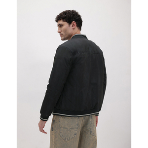 Veste bomber noire d'hiver de haute qualité en gros, logo personnalisé, taille plus, manteau épais en satin, streetwear, vestes de haute qualité OEM - Product Image 3