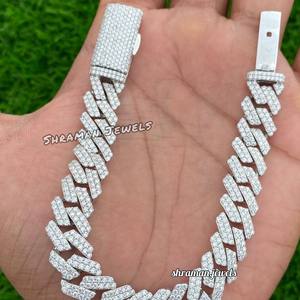 Hot Selling Iced 12mm 7inch Cuban Link Pass Moissanite Tester Hip Hop Children's 925 Silver Rhodium Plated Trendy Bracelet - Product Image 6