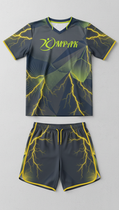 ชุดเสื้อและกางเกงวอลเลย์บอลสีแดงนีออนแบบกำหนดเองขายส่ง OEM ชุดทีมกันหดตัว ชุดกีฬาซับลิเมชั่น - Product Image 3