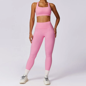 Conjunto de Yoga de 2 Piezas, Top Corto de Cintura Alta y Leggings Largos de Color Sólido, Ropa Deportiva para Mujer - Product Image 5