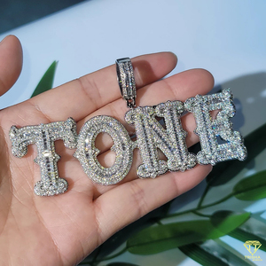 Pendentif de luxe en moissanite avec lettre « DEX » et chaîne en corde, entièrement serti de diamants, collier hip-hop, bijoux - Product Image 5