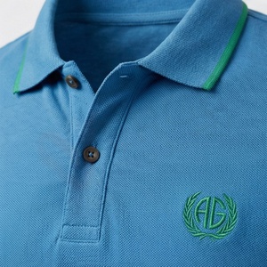 Men's <b>Blue</b> Short Sleeve <b>Polo</b> <b>Shirt</b> Cotton Pique Embroidered Logo Casual Breathable Regular Fit Solid Knitted Design - Product Image 4