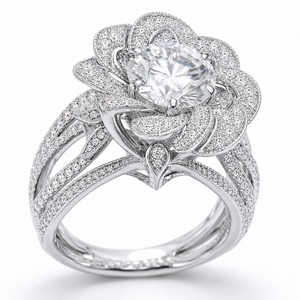 Anillo de Lujo con Halo de Diamantes en Plata 925, Diseño Multicapa con Pavé y Banda Dividida, Diamante Cultivado en Laboratorio, Personalizable - Product Image 2