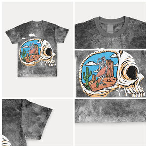 Designer Heavyweight Cotton T Shirts OEM Streetwear T Shirt Men's Graphic T Shirts Oversized <b>Vintage</b> Acid Wash <b>Tee</b> - Product Image 5