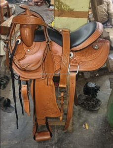 Selle d'équitation Western Pleasure personnalisée Siège confortable de cow-boy en cuir véritable fabriqué à la main avec des outils à franges Selle d'équitation Western - Product Image 2