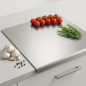 Planches à découper personnalisées, double face, écologiques, durables, arrondies, en acier inoxydable, avec poignée, compatibles lave-vaisselle - Product Image 3