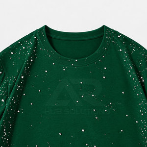 T-shirt surdimensionné à strass, dernier design, haute qualité, tendance, 100% coton, écologique, respirant, personnalisable sur le devant - Product Image 3