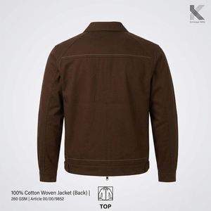 Blouson Bomber Moto en Toile 100% Coton pour Homme, Fermeture Éclair, Marron Uni, Décontracté, Vêtement d'Automne, Logo Avant, Imperméable - Product Image 2