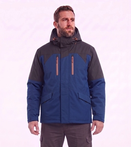 custom reflective safety jacket men <b>maroon</b> burgundy black color block hi vis orange tape workwear waterproof winter padded <b>coat</b> - Product Image 2