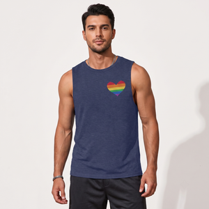 Men's <b>Rainbow</b> Heart Print Sleeveless Muscle Tank <b>Top</b>-Love Is Love Graphic Tee Breathable Sustainable 100% Cotton Comfortable Fit - Product Image 1