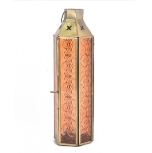 Farol de Vidrio Marroquí de Hierro de Lujo, Decoración Navideña para el Hogar, Acabado Dorado Antiguo Ecológico, Hecho a Mano - Product Image 3