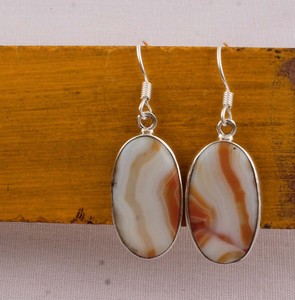 925 <b>Sterling</b> <b>Silver</b> Jasper <b>Earrings</b> Natural Black and White Gemstone Marquise <b>Dangle</b> <b>Earrings</b> Handmade Jewelry Wholesale - Product Image 3