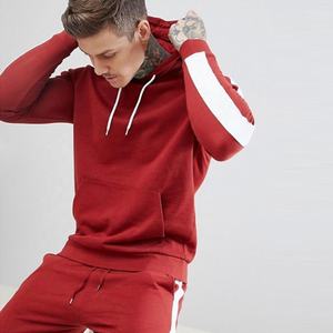 Ensemble de survêtement rouge à capuche pour homme, sweat-shirt à manches longues avec poches latérales, tenue décontractée d'automne, couleur unie, respirant, coupe régulière - Product Image 3