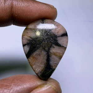 Colgante de Piedra Preciosa Natural de Chiastolita Marrón, Cabujón de Cristal Pulido, Chiastolita Natural para Joyería - Product Image 1