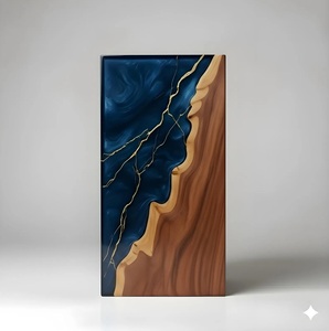 Navy Blue & Gold Resin Cremation Urn Modern Wood <b>Memorial</b> <b>Keepsake</b> Navy Blue Gold Resin <b>Memorial</b> Urn Elegant Navy Blue Resin - Product Image 2