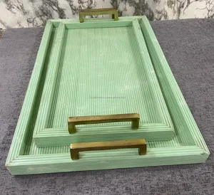 Plateau en résine rectangulaire de haute qualité vadrouille plateau de cuisine classique bois incrusté d'os pour une utilisation cuisine hôtel restaurant et cadeau d'entreprise - Product Image 1