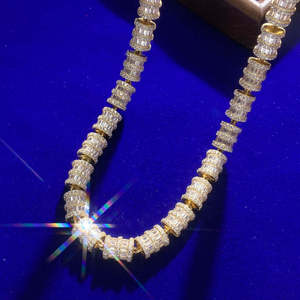 Magnifique collier chaîne cubaine personnalisé de 18 mm en argent sterling 925 avec diamants Moissanite VVS plaqué rhodium, style Hip Hop de luxe - Product Image 3