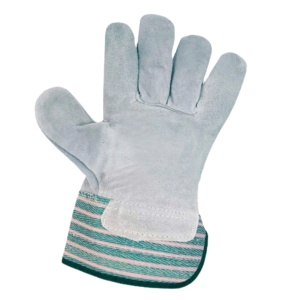 Guantes de trabajo de cuero vacuno duradero para trabajos pesados en construcción e industria, con forro de lana en el interior y puño reforzado con goma. - Product Image 1