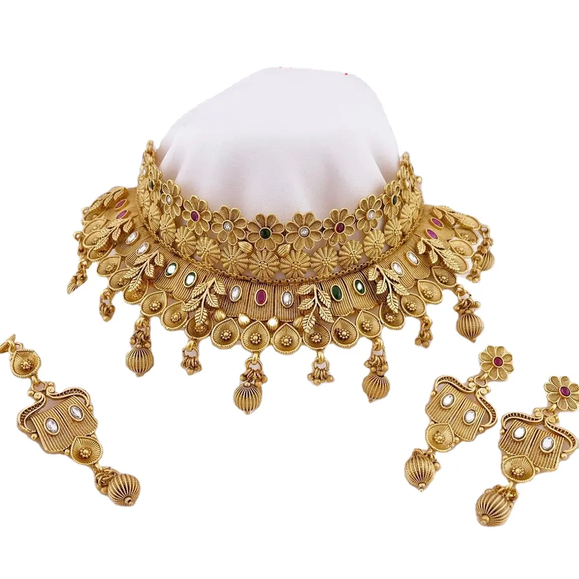 Colar extravagante e novo colar da moda indiano, banhado a ouro no menor preço e menor peso por m criação