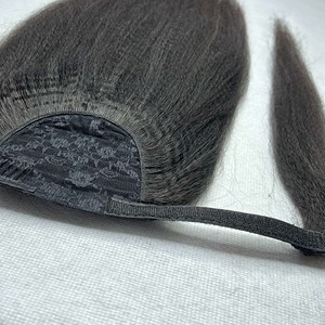Precio al por mayor, cola de caballo, cutícula virgen alineada, trama de cabello humano, Color Natural negro, grado 1B 10A - Product Image 3