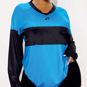 Custom Black Blue Mesh American Football Jersey Breathable Polyester <b>Athletic</b> Tee V Neck Activewear Custom long sleeve shirt OEM - Product Image 4