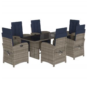 Set da Pranzo da Giardino in Rattan Blu Navy e Grigio, 6 Posti, Arredamento da Esterno Resistente alle Intemperie, Design Contemporaneo - Product Image 2